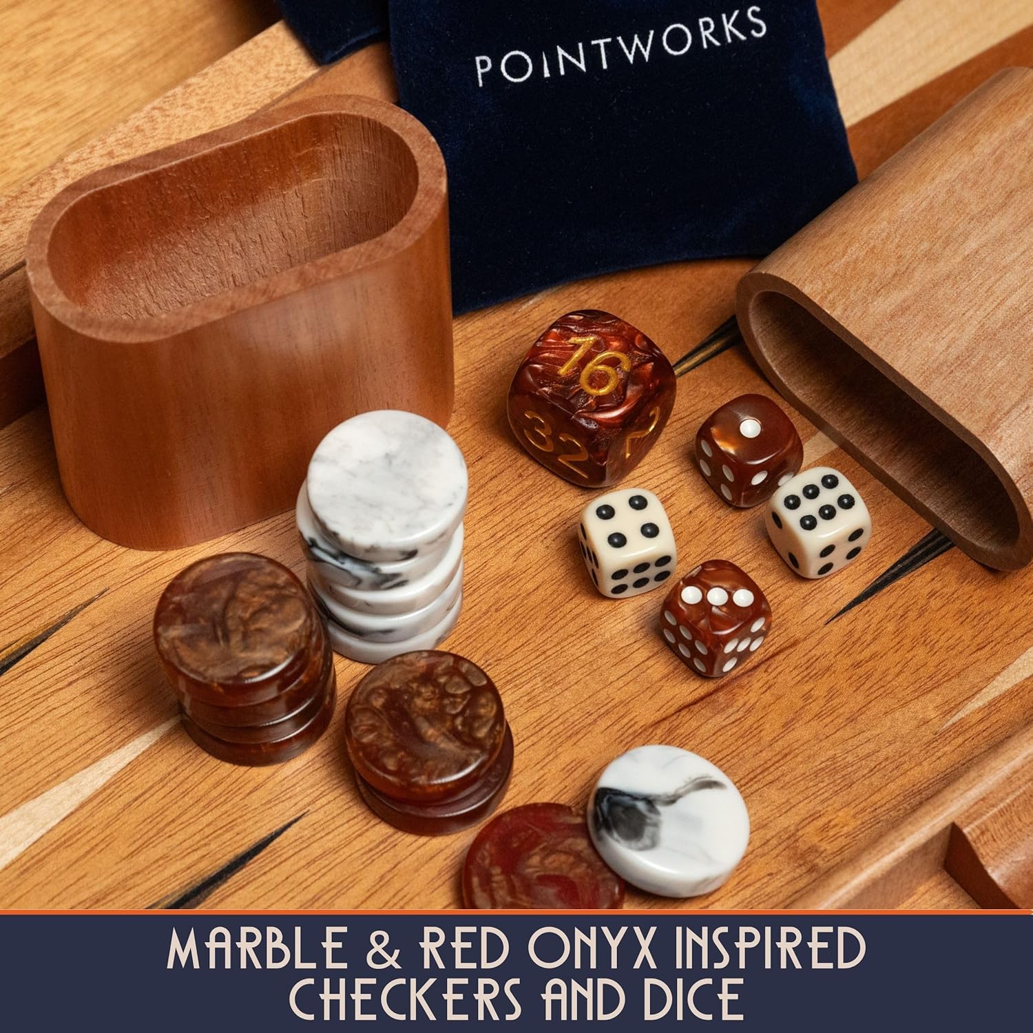 17 Inch Backgammon Sets for Adults. Beautiful Wood Inlaid Backgammon Board Game Set with Unique Checkers & Dice. Large Back Gammon Game Sets Travel Size for 2 Players Nardi or Tavla