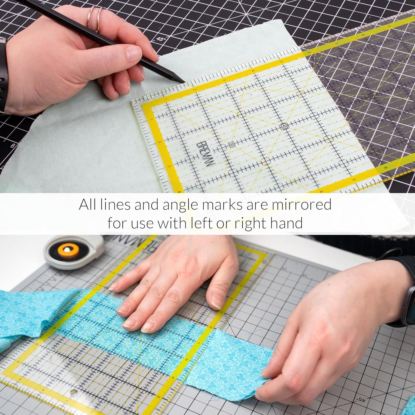 Breman Precision Quilting Rulers – 6x24 Inch Clear Acrylic Rulers for Quilting and Sewing – Laser-Cut Edge, Easy-Read Grid Lines, Angled Markers – Fabric Guide for Left & Right-Handed Users