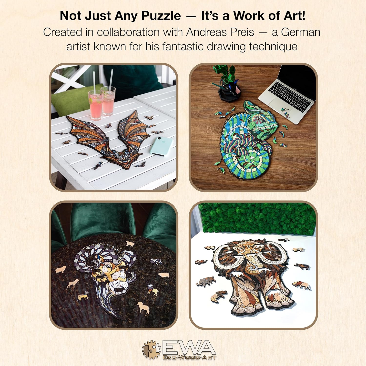 EWA Home Décor – Turtle Small 80 Pieces – Wooden Jigsaw Puzzle for Adults – Perfect for Artistic Home Decoration and Mindful Relaxation