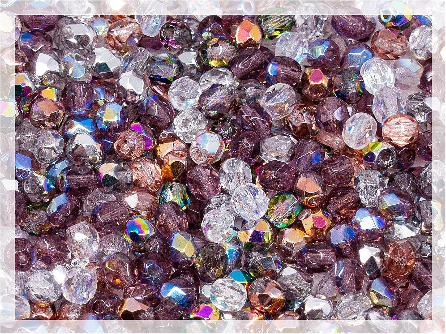 0.88 oz (25g, Approx. 300pcs) Mix of Faceted Fire Polished Pressed Czech Glass Beads 4mm (0.16in), Warm Color Mix Transparent