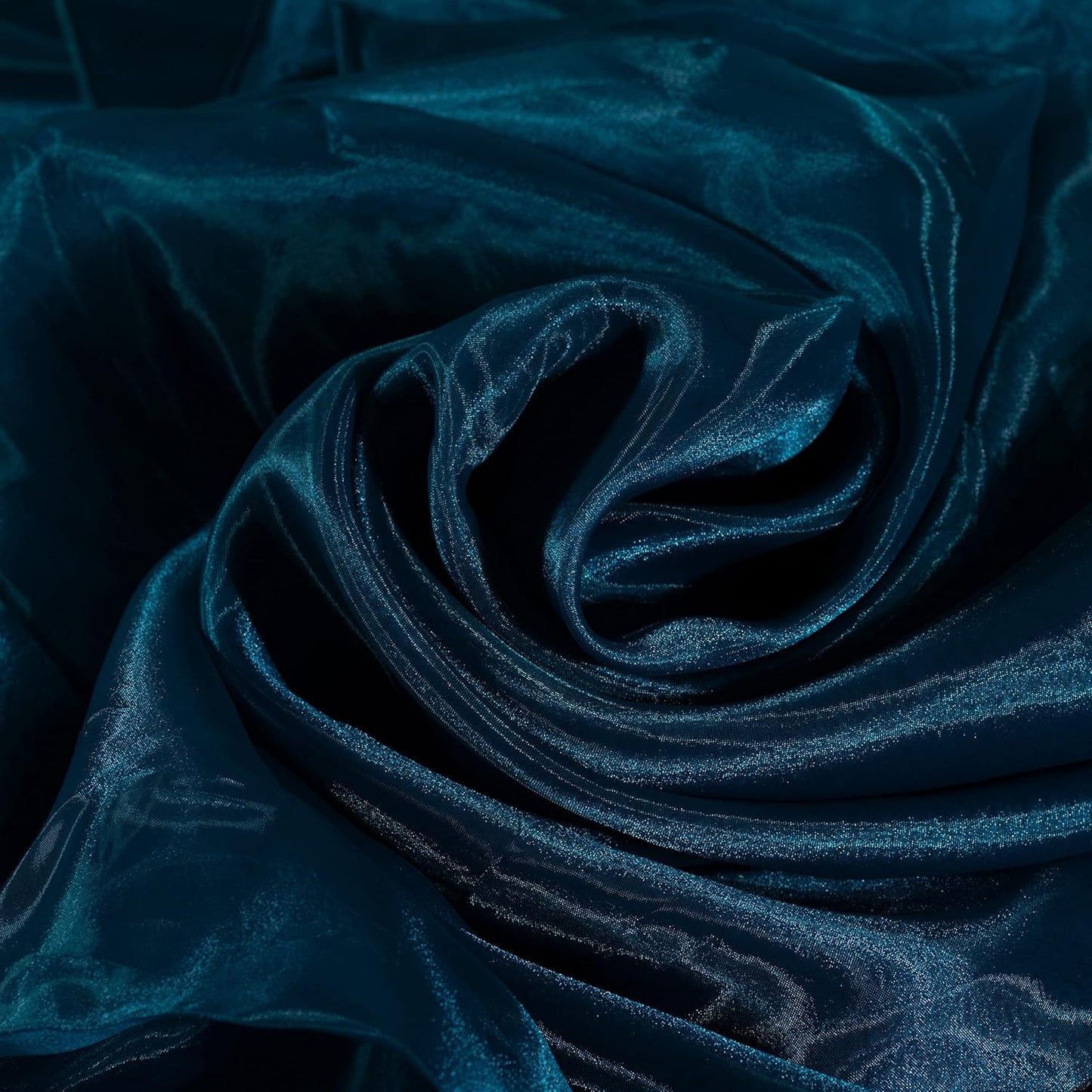 Fynite Sheer Organza Fabric | 5 Yards Long | 44" Wide | Bridal Solid Teal Sheer Organza Bolt for Wedding Dress Fashion Craft Decorations