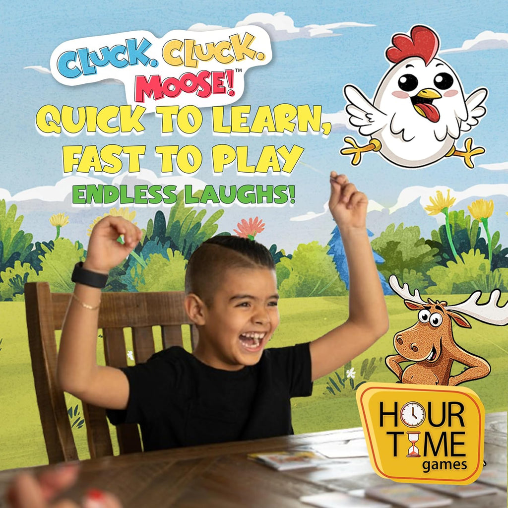 Hour Time Games Cluck Cluck Moose – Hilarious Animal-Themed Card Game for a Fun Family Game Night, Family Games for Kids & Families, Reunion Gift Ideas, Stocking Stuffer & Goodie Bag Gift for Ages 4+
