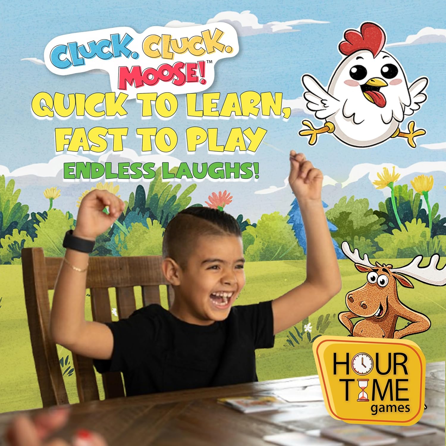 Hour Time Games Cluck Cluck Moose – Hilarious Animal-Themed Card Game for a Fun Family Game Night, Family Games for Kids & Families, Reunion Gift Ideas, Stocking Stuffer & Goodie Bag Gift for Ages 4+