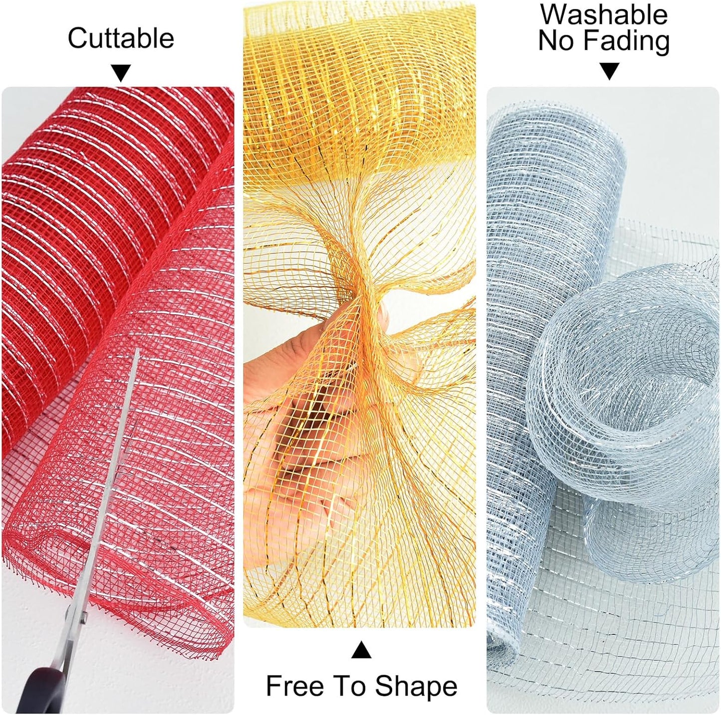 TONIFUL 2 Rolls 10 Inch Claret Decorative Mesh Ribbbon Rolls, Fabric Mesh with Foil for Wreath Supplies, Front Door Wreath Crafts Tree Decor Christmas NewYears Halloween Decoration (10 yds/roll)