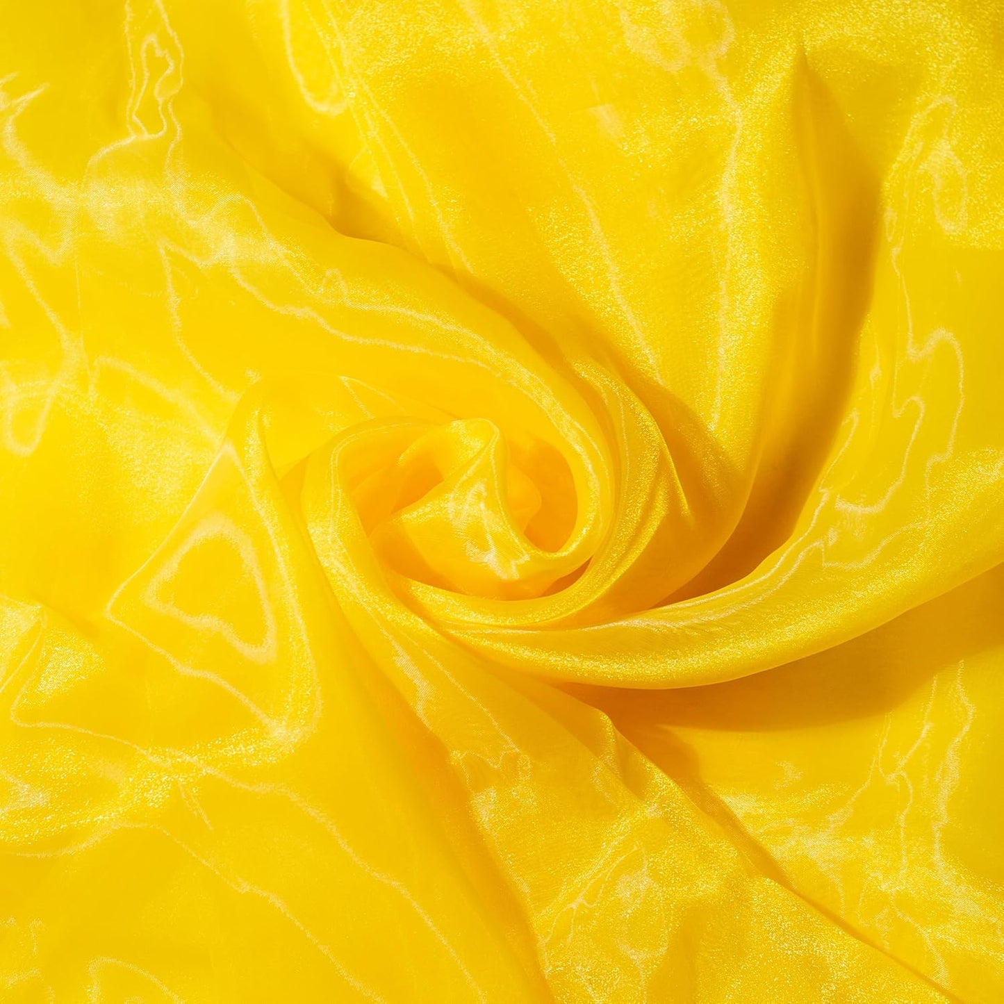 Fynite Sheer Organza Fabric | 5 Yards Long | 44" Wide | Bridal Solid Sheer Organza Bolt for Wedding Dress Fashion Craft Decorations - Silky Shiny - Yellow