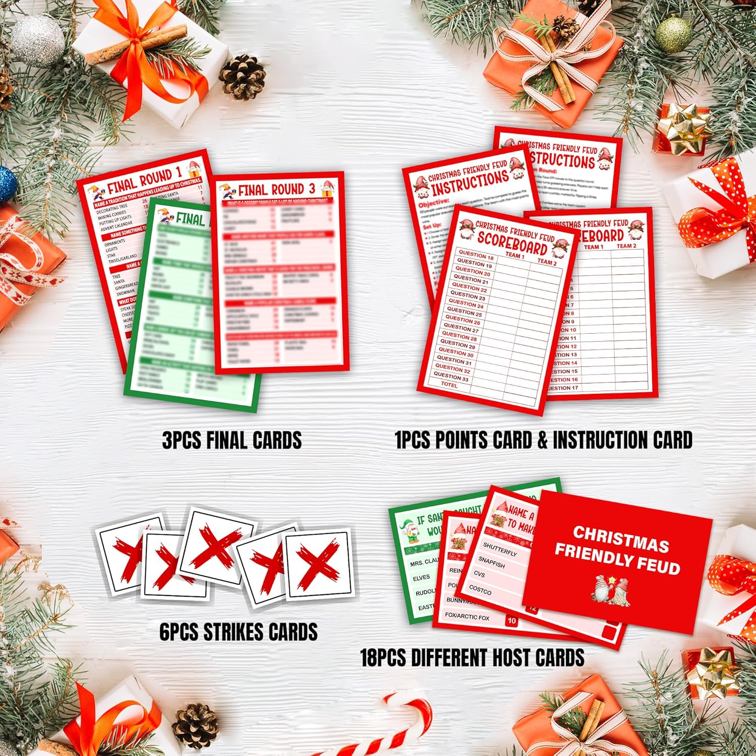 Christmas Friendly Feud Game, Funny Christmas Party Games, Friendly Feud Trivia Quiz for Family, Winter Xmas Holiday Party Supplies for Adults -08