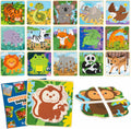 BONNYCO 4 Pieces Wooden Puzzles Pack 16 Party Favors for Kids 1 to 5. Birthday Goodie Bags Stuffers, Valentines Gifts for Toddlers Ideas, School Classroom Prizes and Baby Bulk Toys