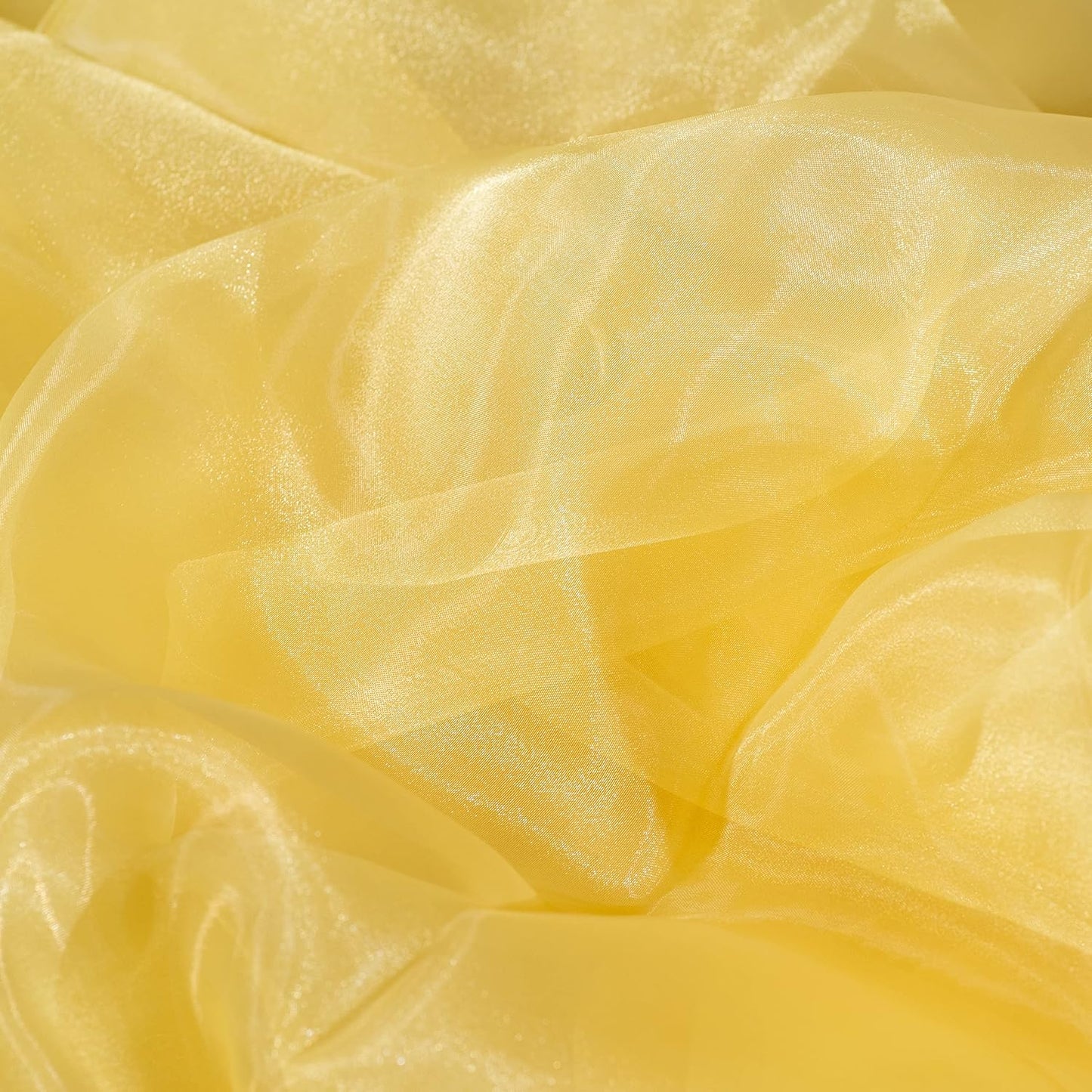 Fynite Sheer Organza Fabric | 10 Yards Long | 44" Wide | Bridal Solid Organza Bolt for Wedding Dress, Fashion Craft Decorations - Silky Shiny Gold
