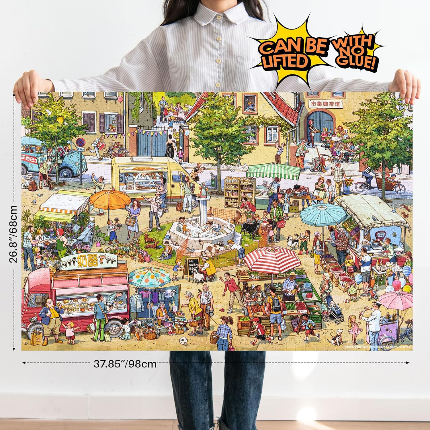 MOMIBOOK Puzzles for Adults 1000 Piece Jigsaw Puzzles of Let's Go! to The Market, Painting Image Difficult Challenging Hard Impossible Puzzle, Cute Funny Toys & Games Christmas Birthday Gifts