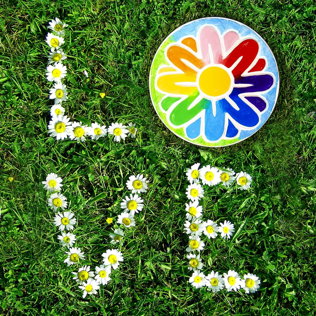 Creative Roots Mosaic Flower Garden Stepping Stone Kit, Includes 7-Inch Ceramic Stone & 6 Vibrant Paints, DIY Stepping Stone Kit for Kids Ages 6+