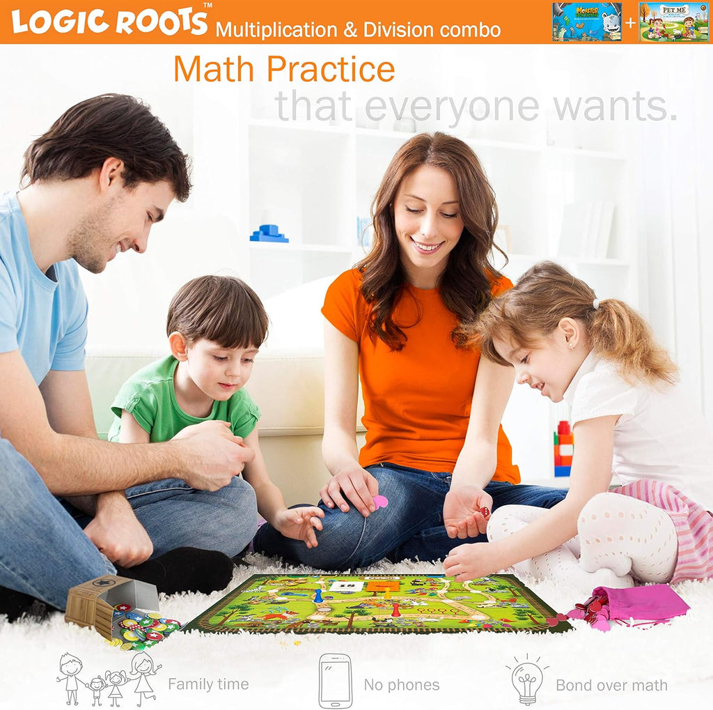 Multiplication and Division Games - Pack of 2, Pet Me and Monster Sock Factory, Math Board Games & STEM Toys for 5-9 Year Olds, Educational Gift for Kids, Homeschoolers, Grade 1 and Up