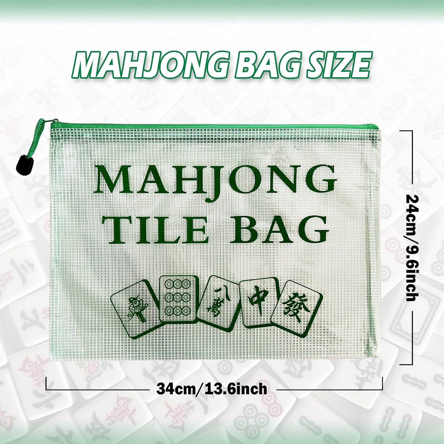 2Pack Mahjong Tile Bag, Case for American Mah Jong Set, Mahjong Gifts Accessories, Portable Card Holder Bouch, Green (Case Only)