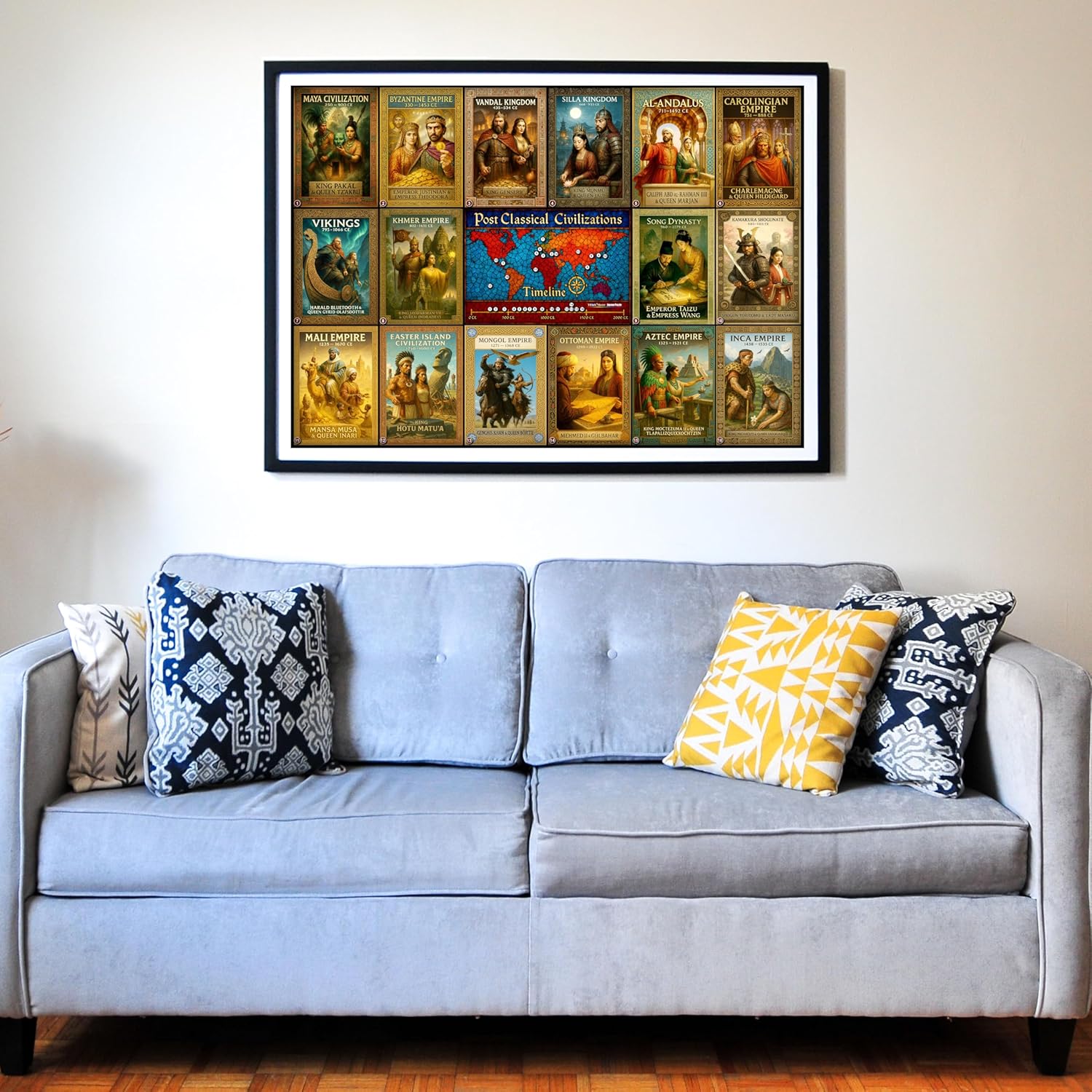 Think2Master Colorful Post Classical Civilization 500 Pieces Large Format Jigsaw Puzzle: Kids 12+, Teens, Adults & Families. Great Gift with Historical Timeline & World Map. Size: 26.8” X 18.9”