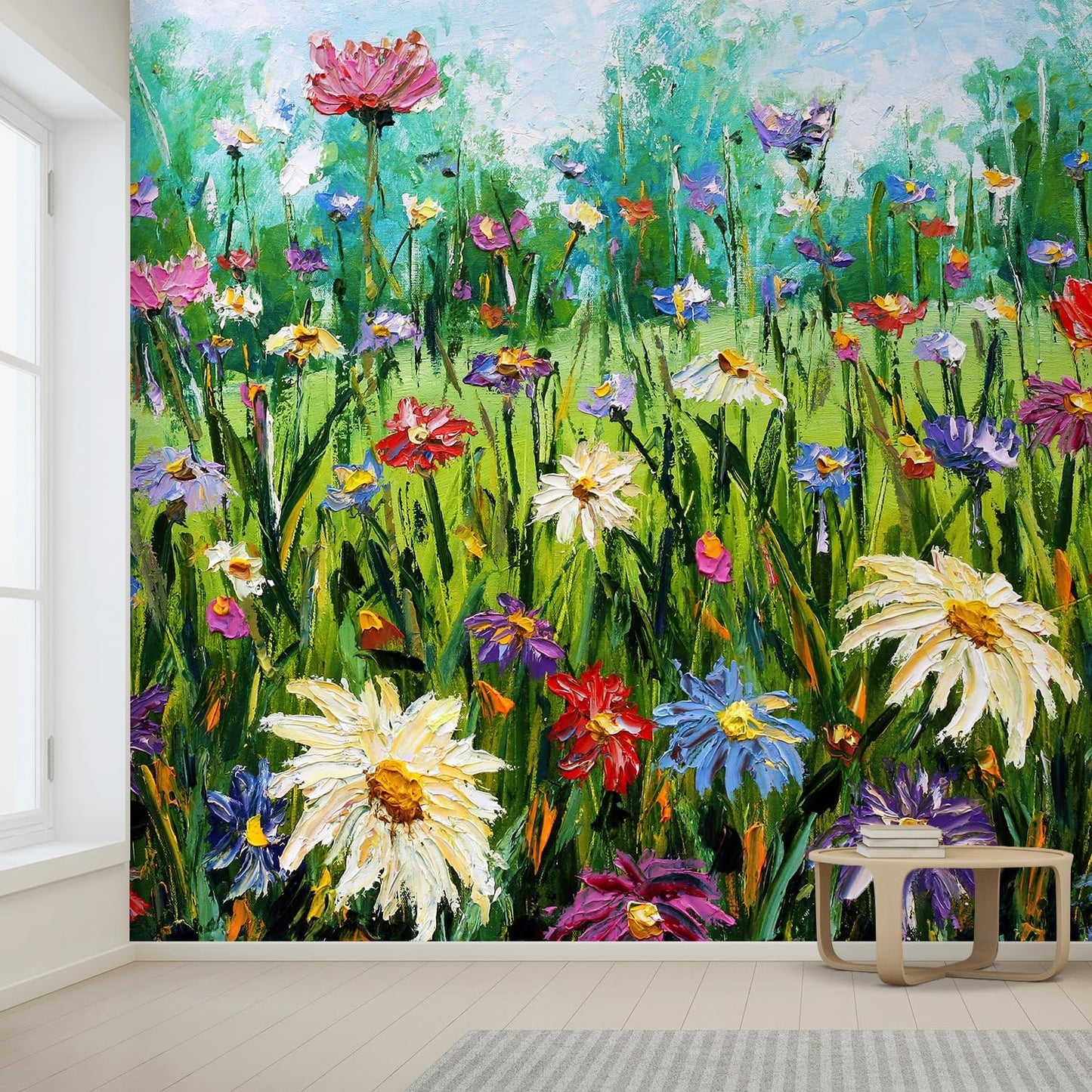 wall26 Wall Sticker/Wall Mural Wildflower Abstract, Not Peel and Stick, Non-Woven Wallpaper Decorative for Bedroom, Living Room,Office - 120x192 inches