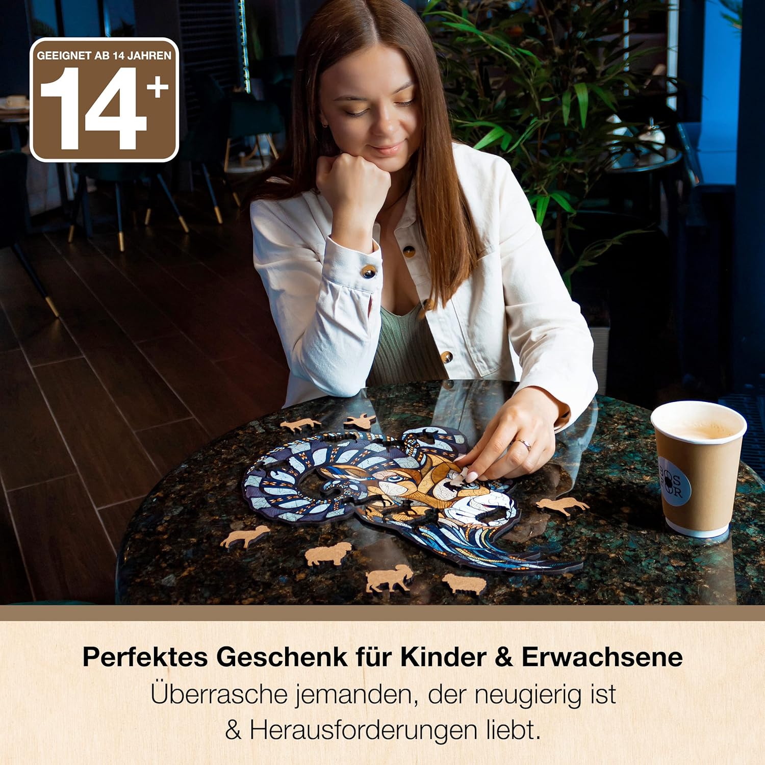 EWA Home Décor – Lion Medium 100 Pieces – Wooden Jigsaw Puzzle for Adults – Perfect for Artistic Home Decoration and Mindful Relaxation