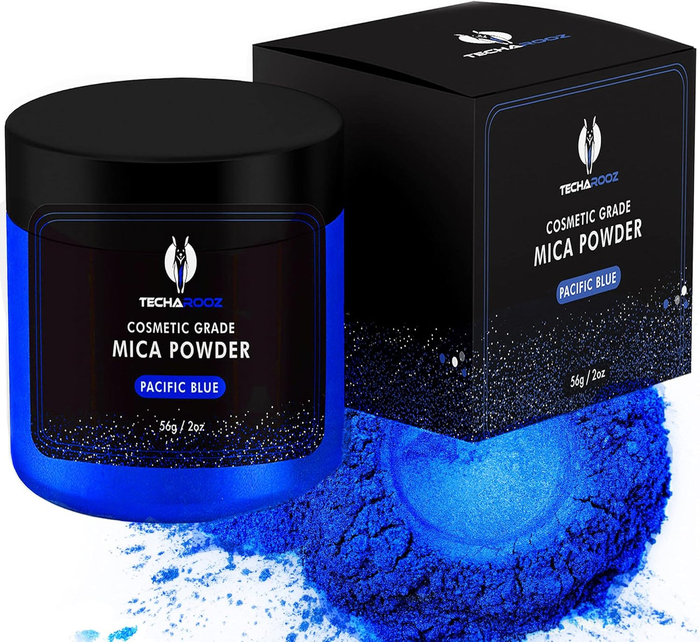 Blue Mica Powder for Epoxy Resin 56g / 2oz. Jar - TECHAROOZ 2 Tone Resin Dye Color Pigment Powder for Lip Gloss, Nails, Colorant for Slime Bath Bombs Soap Making & Polymer Clay