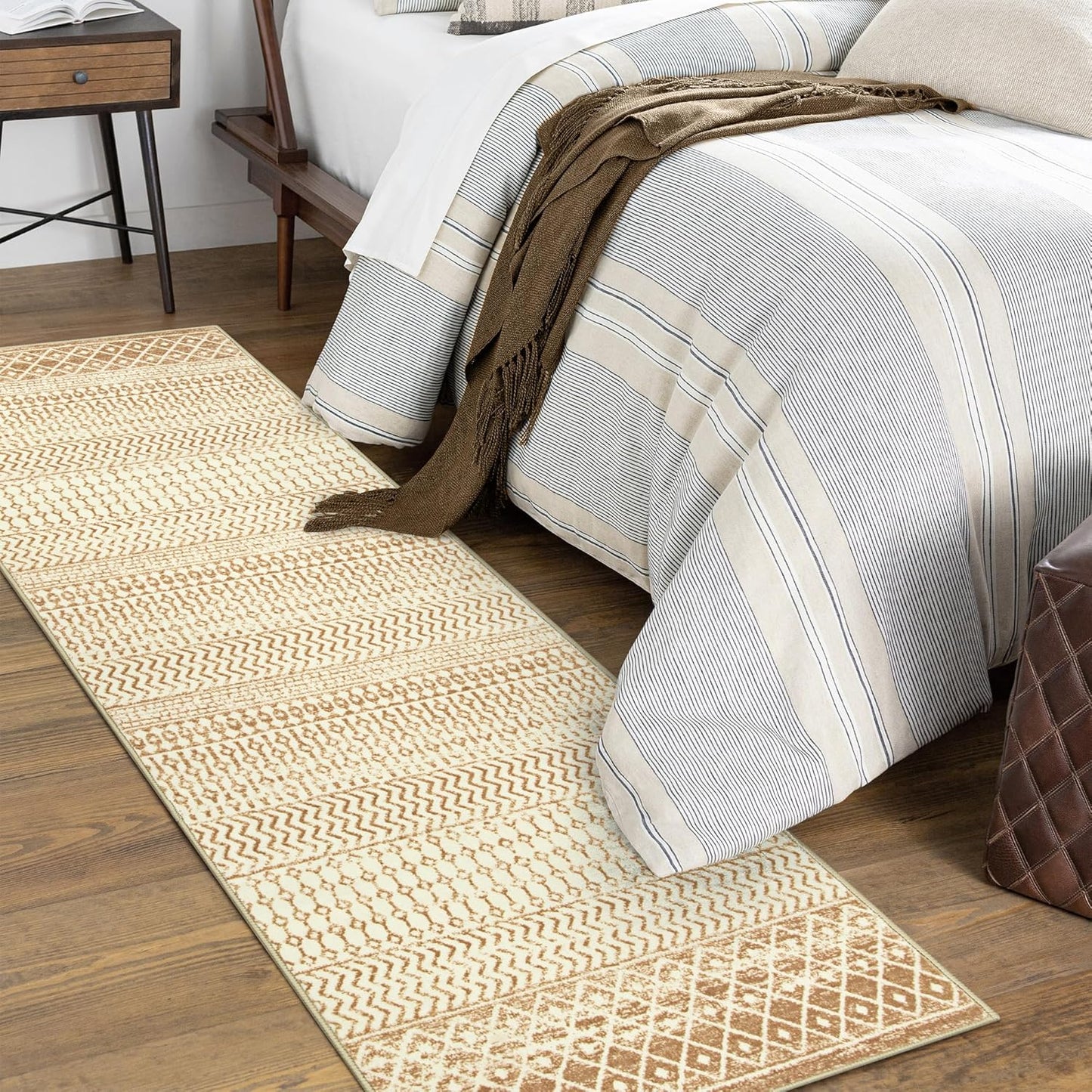 Boho Rug Runners for Hallways, 2x6 Ultra Soft Non-Slip Vintage Kitchen Mat, Stain Resistant Washable Farmhouse Rug Carpet Runner for Bedside Laundry Room Bathroom Doorway