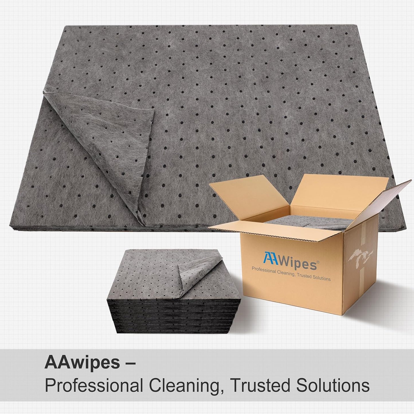 AAwipes Oil Absorbent Pads Universal for All Liquids Oil Spill Control Oil Absorbing Sheets for Garage Grey 100 Pack 15" X 20" OG1520-100