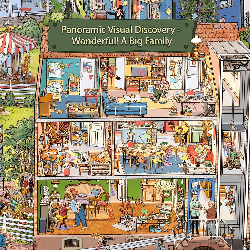 MOMIBOOK Puzzles for Adults 1000 Piece Jigsaw Puzzles of Wonderful! A Big Family, Painting Image Difficult Challenging Hard Impossible Puzzle, Cute Funny Toys & Games Christmas Birthday Gifts