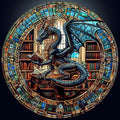 Round Puzzles for Adults 1000 Pieces, Hard Difficult Challenging Puzzles for Adults, Dragon's Library Jigsaw Puzzles 1000 Pieces for Seniors, 3D Visual Flat Puzzle (26.6 x 26.6in)