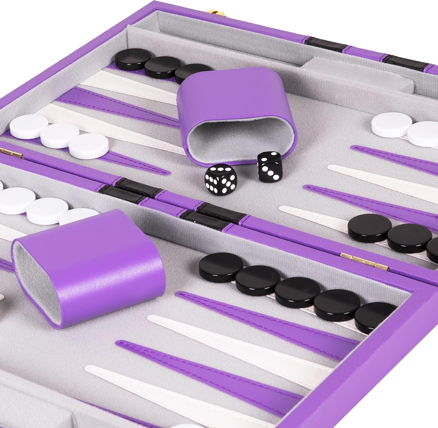 Backgammon Set 11 inch, Small - Classic Board Game for Adults and Kids with Premium Leather Case - Includes Strategy & Tip Guide (Purple)