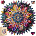 Wooden Jigsaw Puzzles 500 Pcs - Diamond Mandala Wooden Puzzles for Adults, Luxurious Shaped Wood Puzzle, Beautiful Package, Best Gift for Adults and Kids, Family Game, 16.7'' x 16.7''