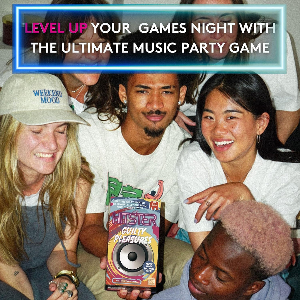 Jumbo Hitster - Guilty Pleasures, Fun Music Quiz Card Game, 2-10 Players - 300 Plus Guilty Pleasure Music Hits - Great for Adult and Family Game Nights (US Edition)