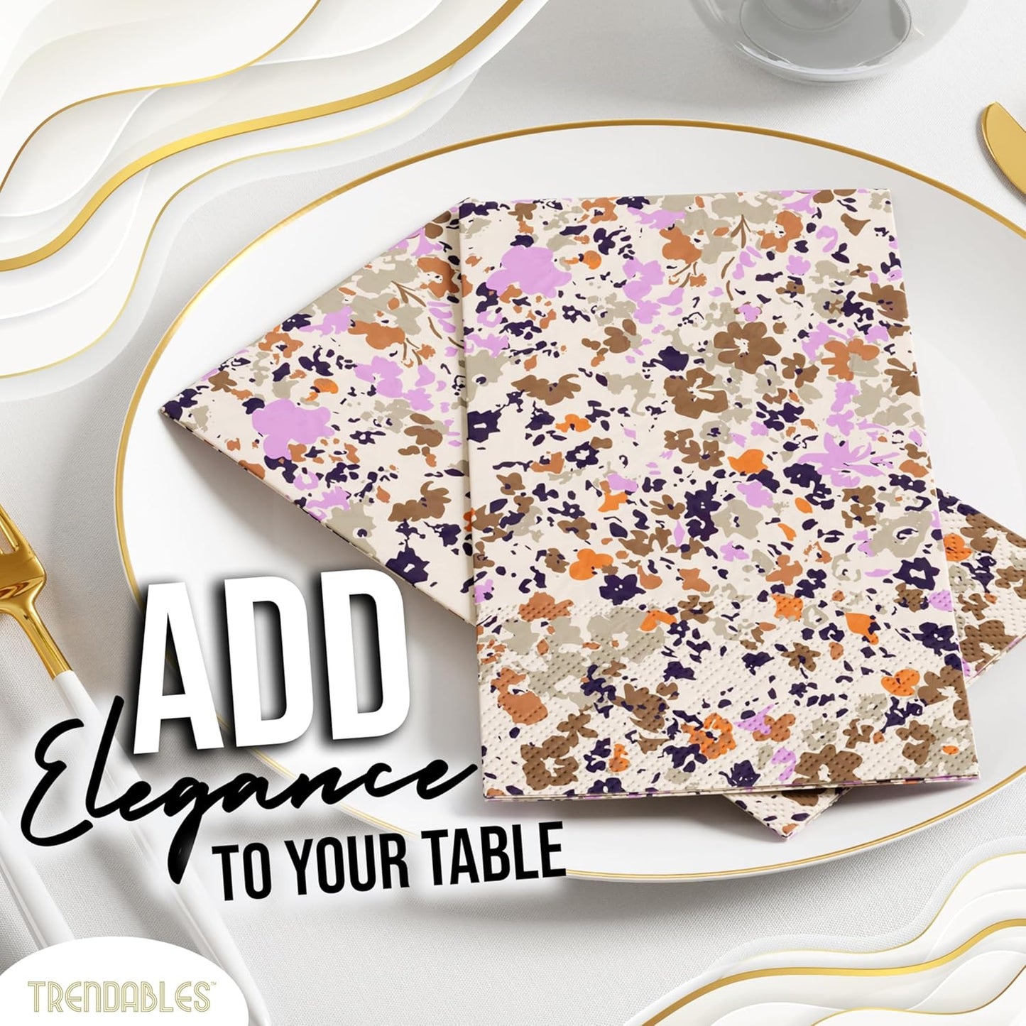 Trendables Floral Napkins for decoupage 100 Pcs 3 Ply floral paper napkins decorative Guest Towels Disposable Bathroom, Flower Design For Tea Party Decorations, Dinners & Weddings