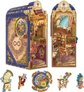 Tonecheer DIY Book Nook Kit for Adults, 3D Wooden Puzzle Bookend Miniature House Kit, Booknook Bookshelf Insert Decor with Dust Cover and LED Lights Gifts (Magical Library)
