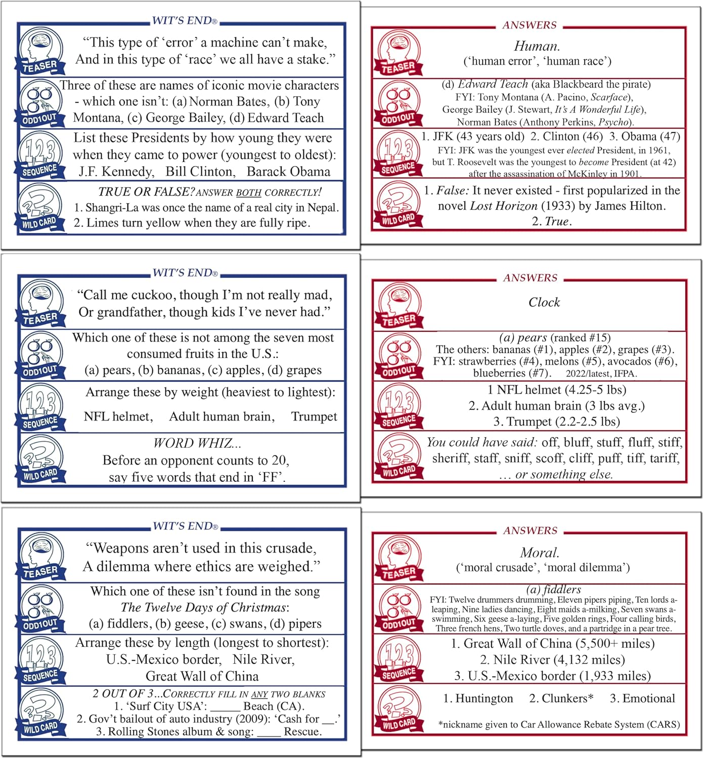 Wit's End — A Smart, Mind-Bending Trivia & Brain Teaser Game That Will Challenge Your Wits & Knowledge — Adult & Family Night Fun