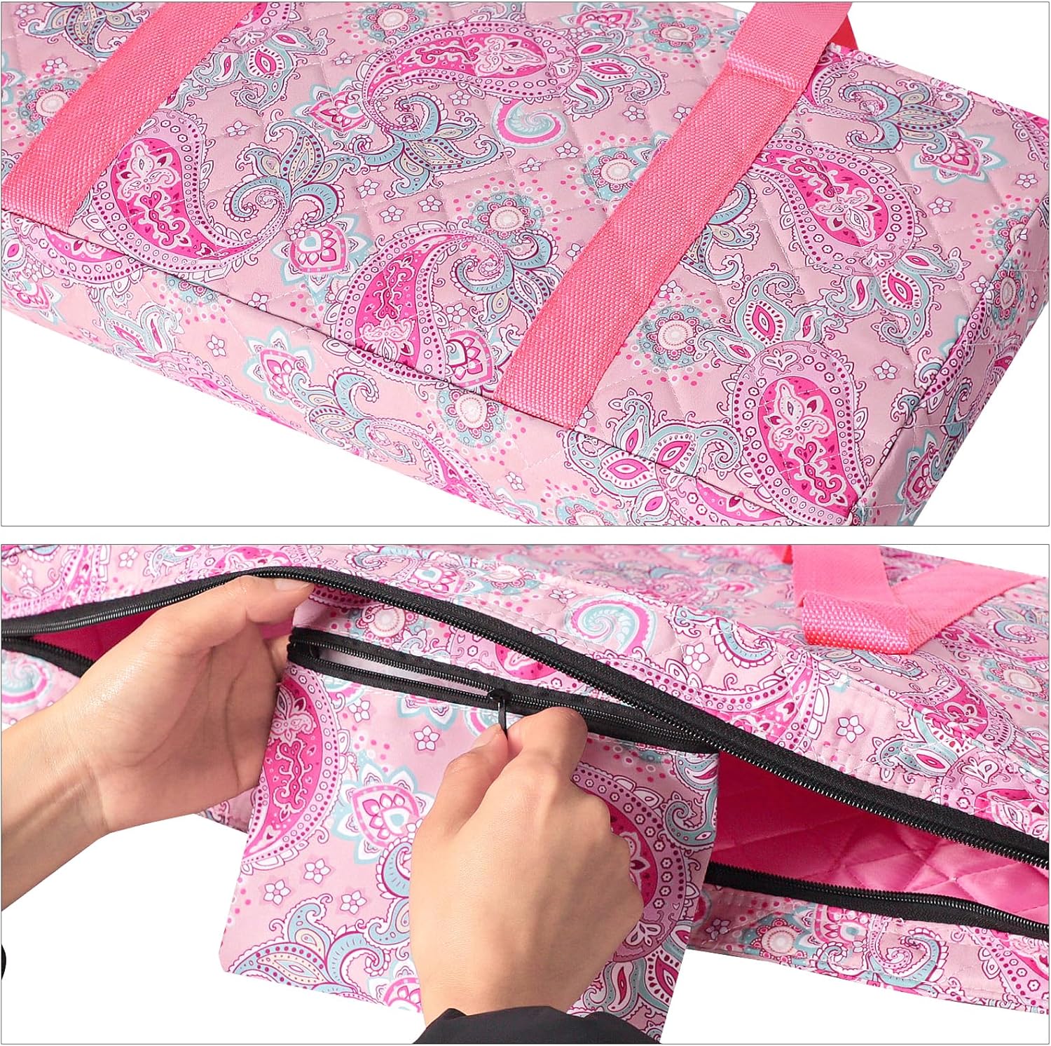 American Mahjong Game Set, 166 White Tiles, 4 All-in-One Color Rack/Pushers, Complete Mahjong Set with Pink Printed Carrying Bag