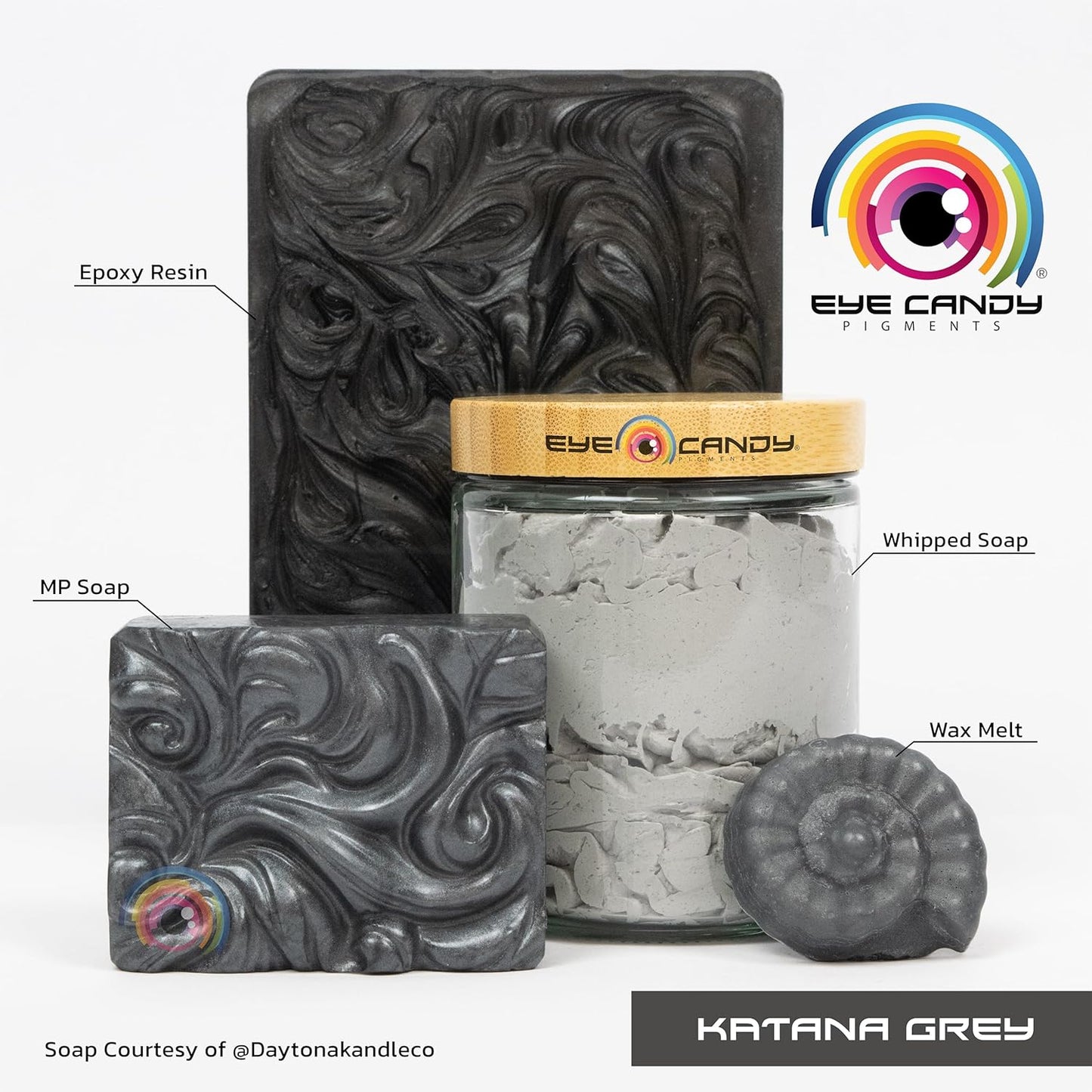 Eye Candy Pigments Premium Grey Mica Powder - Katana Grey (25gr) - for Epoxy, Resin, Soap, Paint, Woodworking, Acrylic Pouring, Bath Bombs, Fishing Lures - DIY Arts and Crafts Additive