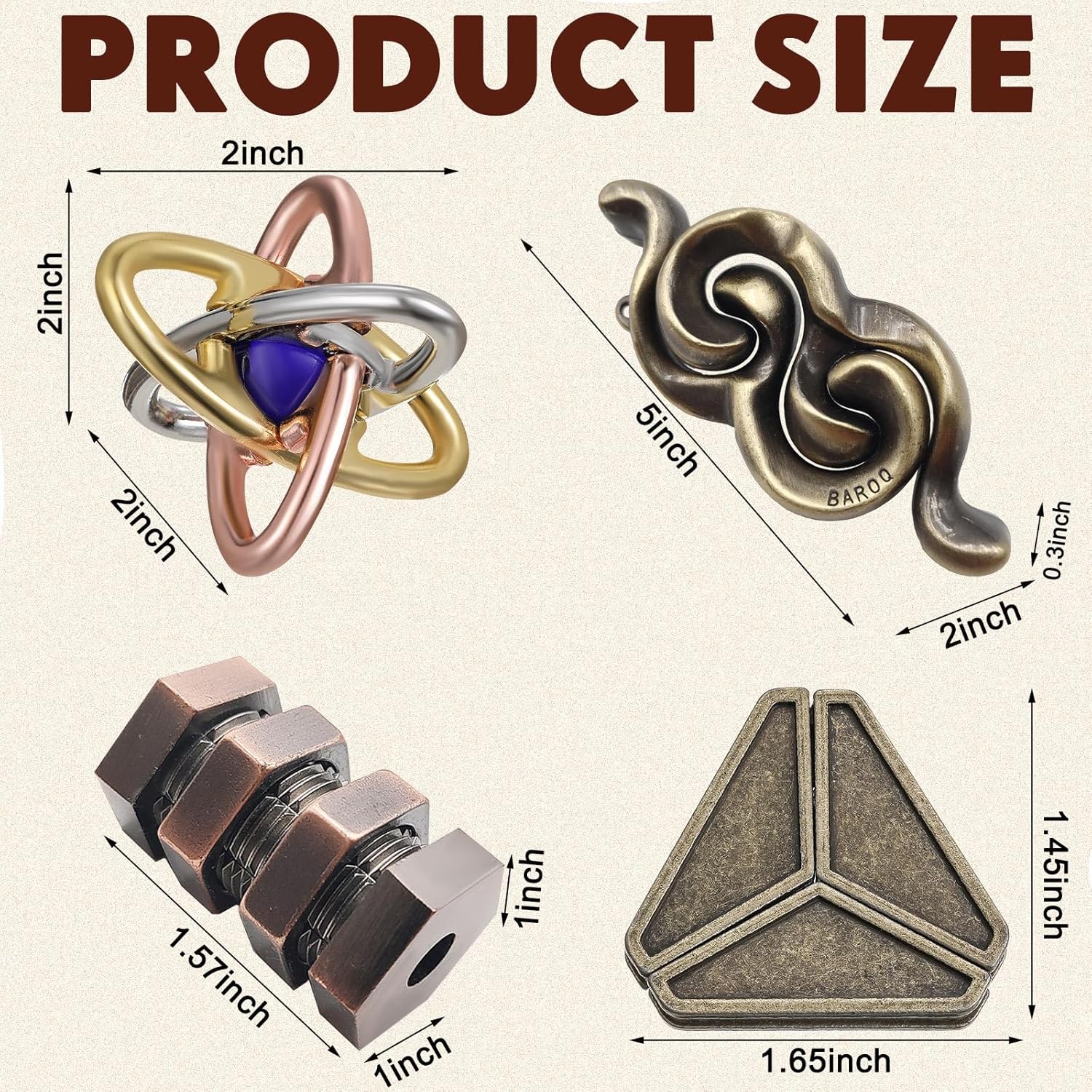 Wettarn 9 Pcs Metal Brain Teaser Puzzles Teaser 3D Steel Puzzle for Adults Unlock Interlocking Games IQ Education Smart Logic Test Toys for Adults Mind Challenge(Magic Style)