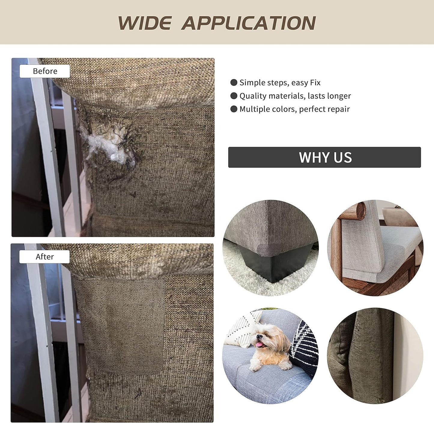 KING MOUNTAIN Coarse Linen Repair Patches, Self-Adhesive Linen Fabric Patches, 8X11 inch 2 PCS, Multi Color, Can be Used for Linen Sofa Repair and Linen Clothes Repair(8" x 11"-2PCS,Chocolate Brown)