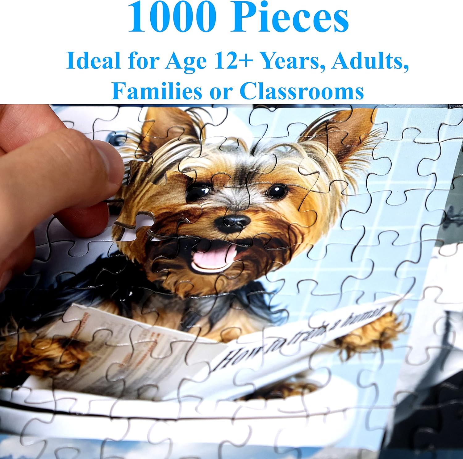 Think2Master Pooping Dogs & Puppies 1000 Pieces Jigsaw Puzzle. Pooping Puppies, Funny Bathroom Decoration, Gag Gift. Fun Toy Teens, Adults, Seniors & Families. Great for Kids 13+ Size: 26.8” x 18.9”