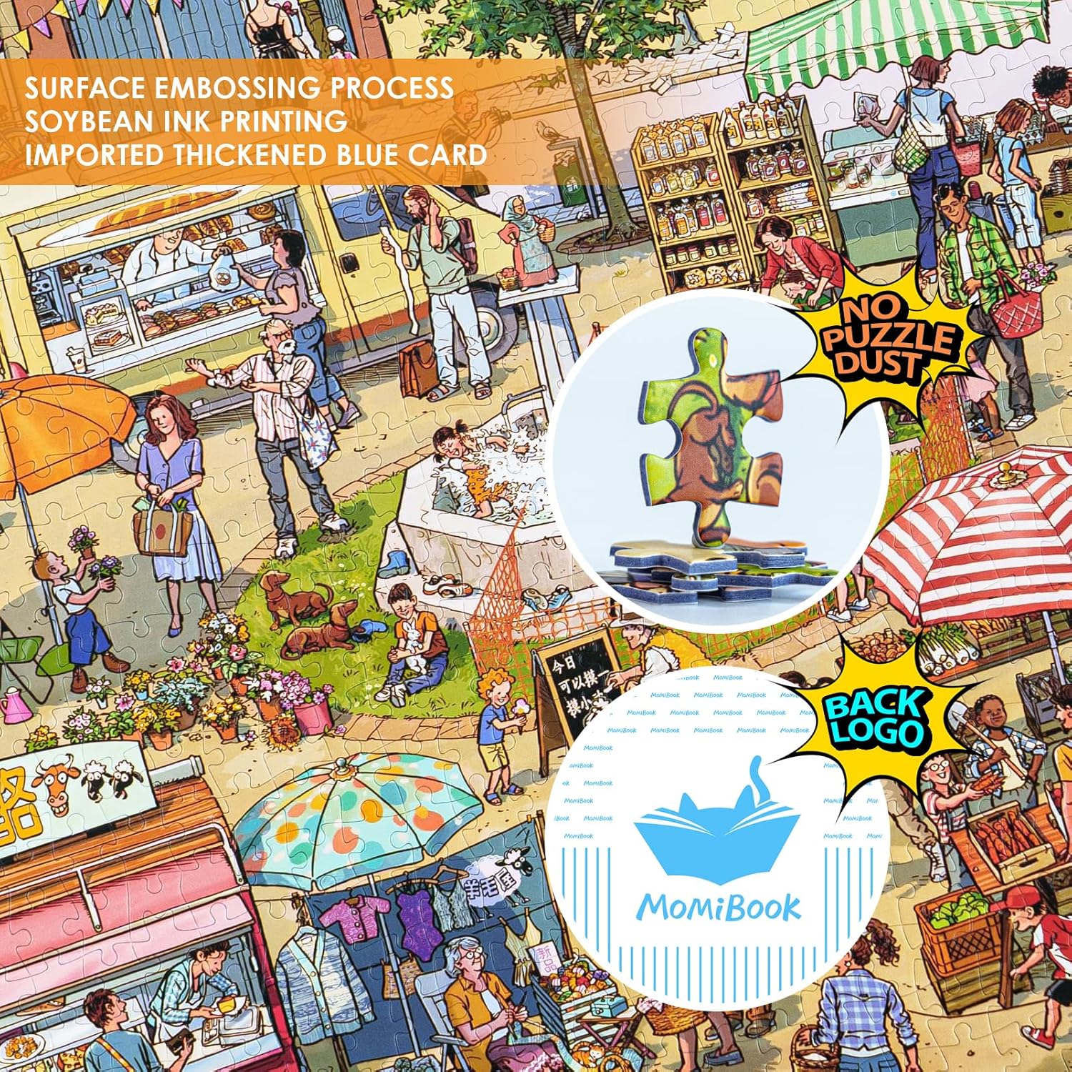 MOMIBOOK Puzzles for Adults 1000 Piece Jigsaw Puzzles of Let's Go! to The Market, Painting Image Difficult Challenging Hard Impossible Puzzle, Cute Funny Toys & Games Christmas Birthday Gifts