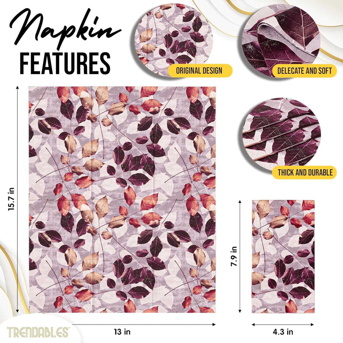 Trendables Floral Napkins for decoupage 100 Pcs 3 Ply floral paper napkins decorative Guest Towels Disposable Bathroom, Flower Design For Tea Party Decorations, Dinners & Weddings