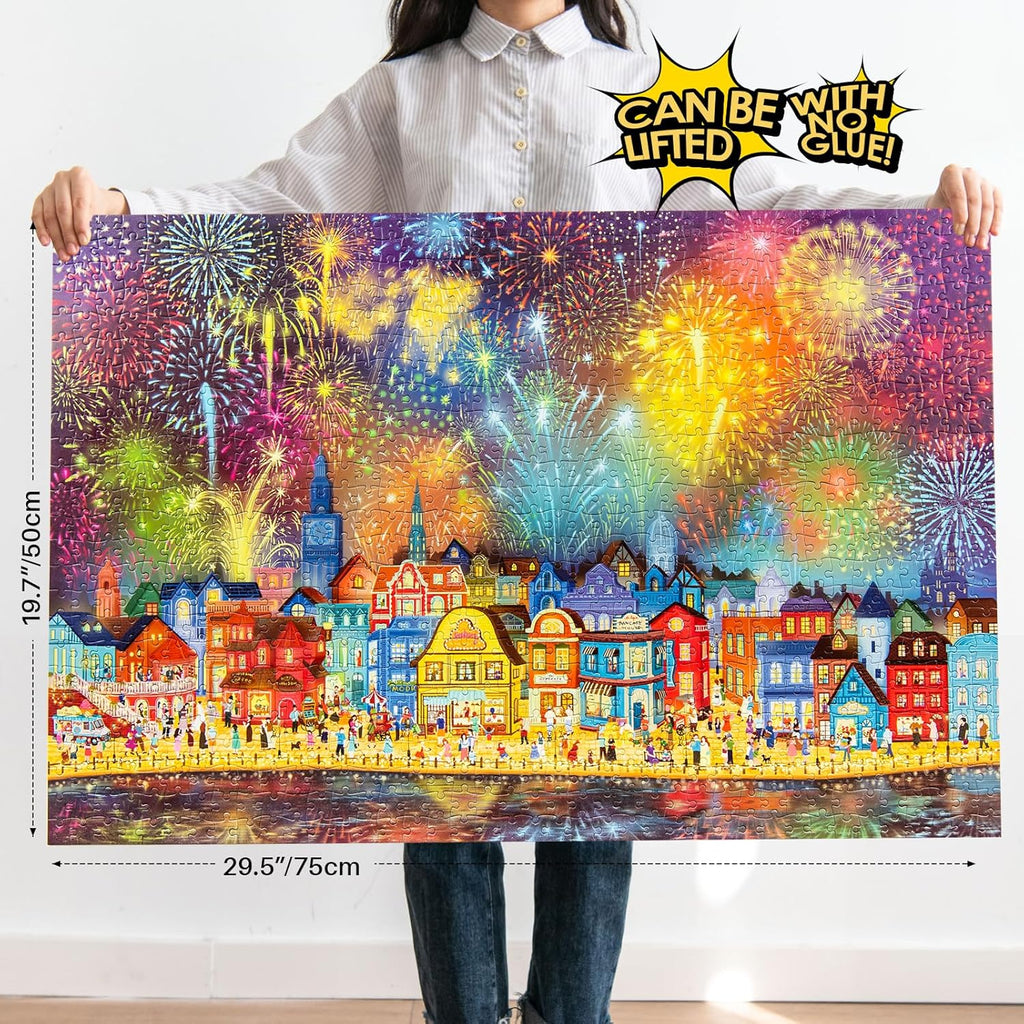 MOMIBOOK Puzzles for Adults 1000 Pieces Jigsaw Puzzles of Fireworks are Gorgeous, Luminous Painting Image Difficult Challenging Hard Impossible Puzzle Unique Funny Party Christmas Birthday Gifts