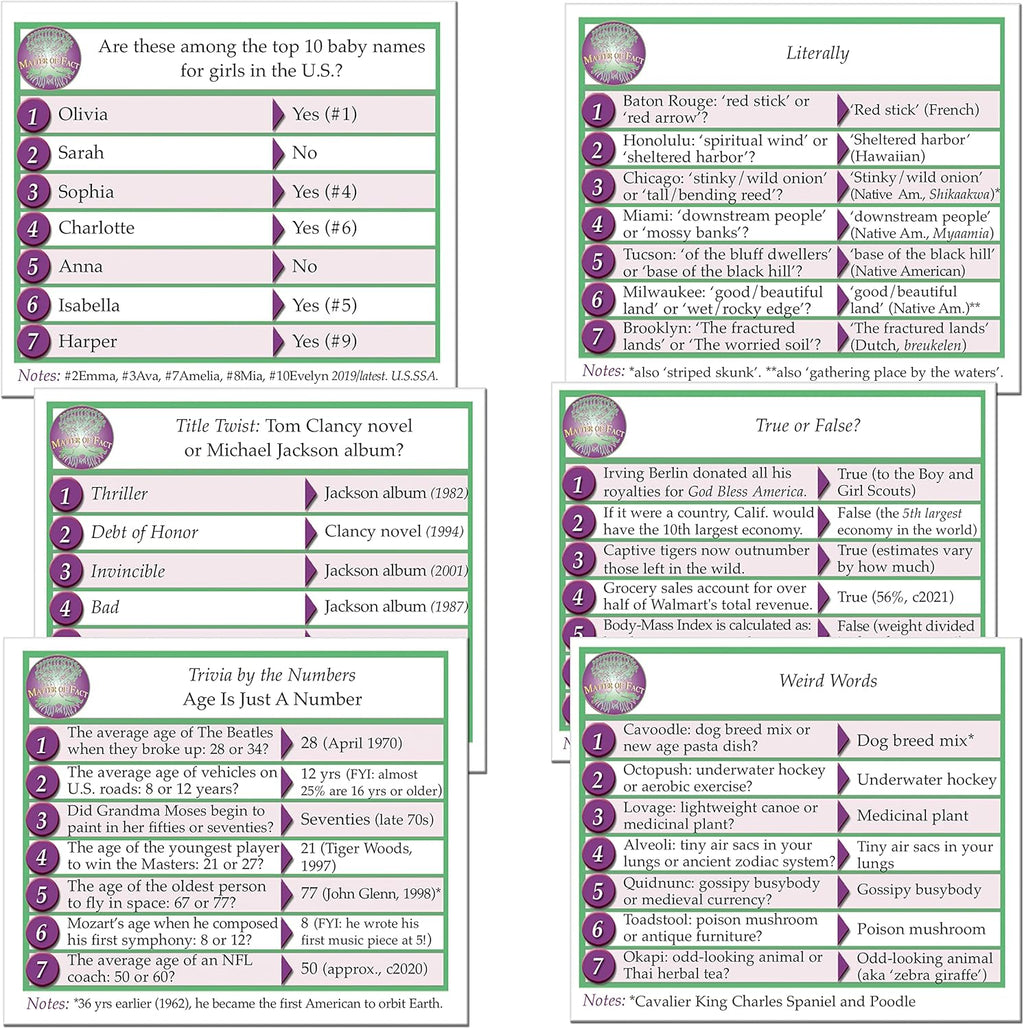 Matter of Fact — Fast-Paced, Rapid-Fire Trivia Challenge with Quirky Categories — Adult & Family Game Night Fun