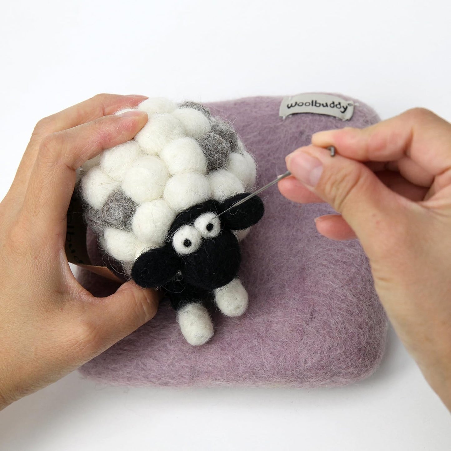 Woolbuddy Needle Felting Wool Mat – 6x6x1.5 Inch Pad for Felting Projects – Durable, Eco-Friendly Alternative to Foam Felting Pads – Ideal for Felting Supplies & Tools (Lavender)