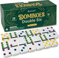 Queensell Dominos Set for Adults with Colored Dots - Double 6 Dominoes Set is a Classic Board Games for Kids and Adults - Double Six Standard Dominos Set 28 Tiles