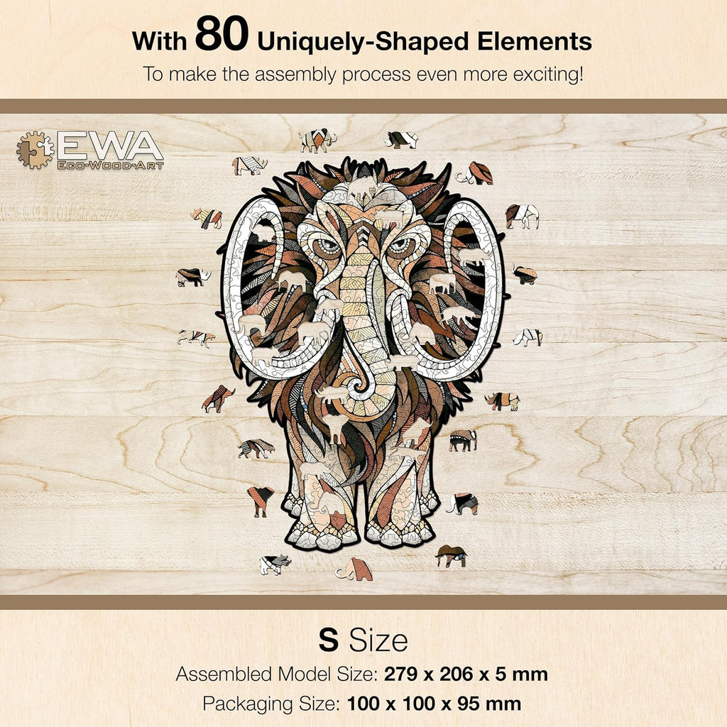 Mastodon S Wooden Puzzle for Adults - A 80-Piece Prehistoric Giant Ready to Adorn Your Living Space with Its Majestic Presence