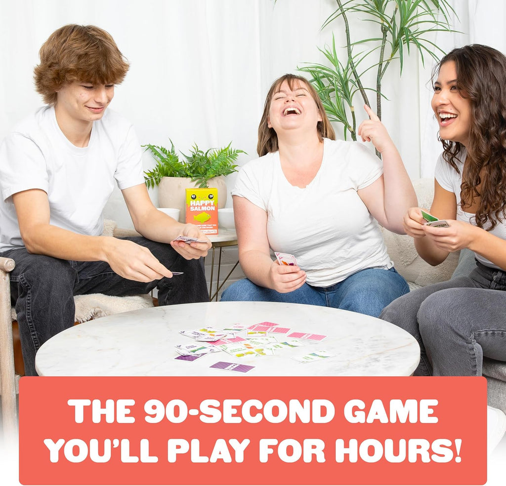 Exploding Kittens Happy Salmon 3-8 Players - Ages 6+ - 90 Second Rounds - Easy to Learn Quick Matching Card Game - Party Game, Family Game Night, Kid and Adult Card Game
