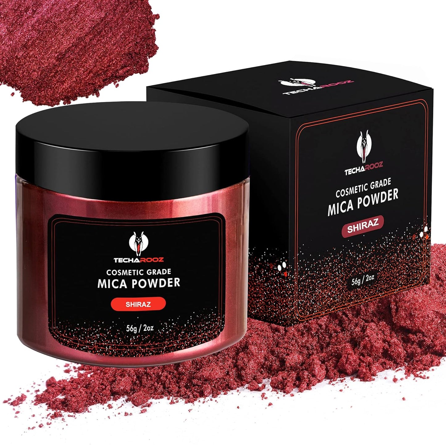 Shiraz Red Mica Powder for Epoxy Resin 56g / 2oz. Jar - TECHAROOZ 2 Tone Resin Dye Color Pigment Powder for Lip Gloss, Nails, Colorant for Slime Bath Bombs Soap Making & Polymer Clay