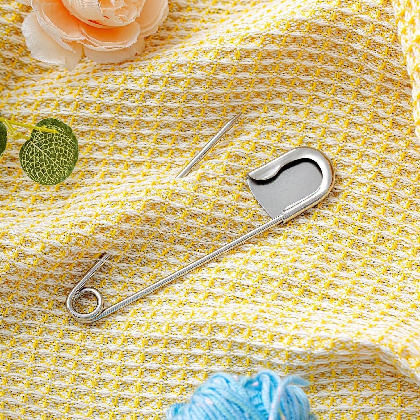 Juexica 20 Pcs 5 Inch Jumbo Stainless Steel Safety Pins Large Heavy Duty Huge Strong Laundry Pins for Upholstery Sewing Quilting Key Rings Craft Outdoor (Silver)