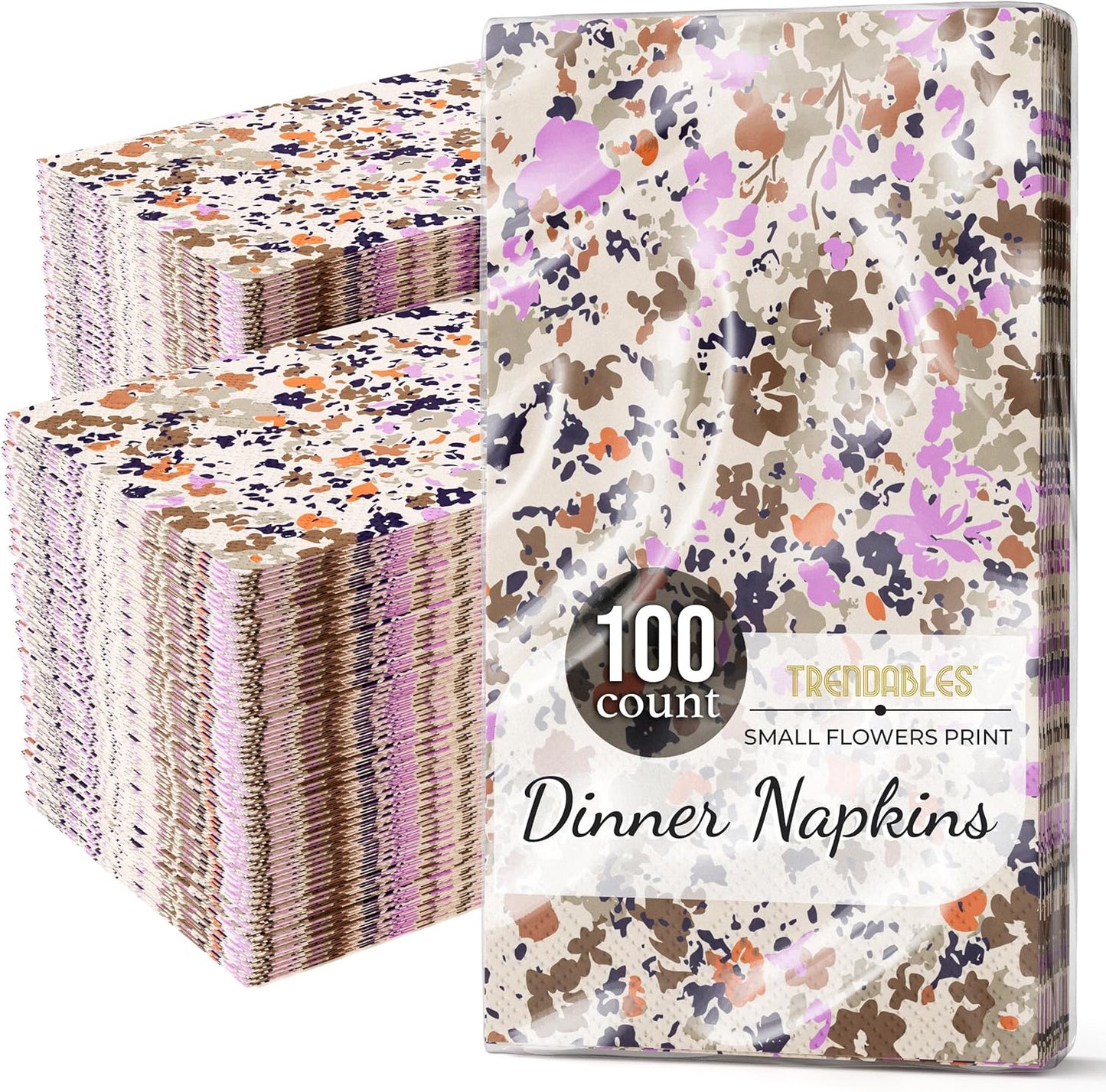 Trendables Floral Napkins for decoupage 100 Pcs 3 Ply floral paper napkins decorative Guest Towels Disposable Bathroom, Flower Design For Tea Party Decorations, Dinners & Weddings