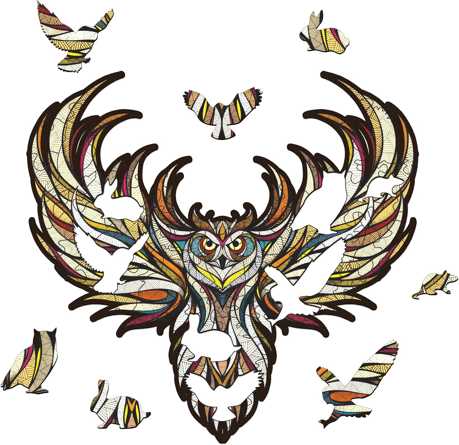 EWA Home Décor – Owl Small 70 Pieces – Wooden Jigsaw Puzzle for Adults – Perfect for Artistic Home Decoration and Mindful Relaxation