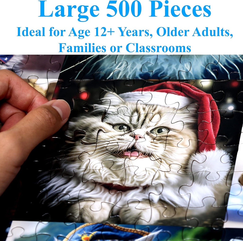 Think2Master Cute Cats 500 Pieces Jigsaw Puzzle Featuring heartwarming Kittens and Cats. Fun Toy Teens, Seniors & Families. Great Gift for Kids Ages 13+ Size: 26.8” x 18.9”