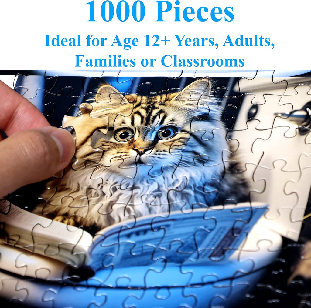 Think2Master Pooping Cats & Kittens 1000 Pieces Jigsaw Puzzle. Perfect Bathroom Decoration, Gag Gift. Fun for Teens, Seniors & Families. Great Gift for Kids Ages 13+. Size: 26.8” x 18.9”