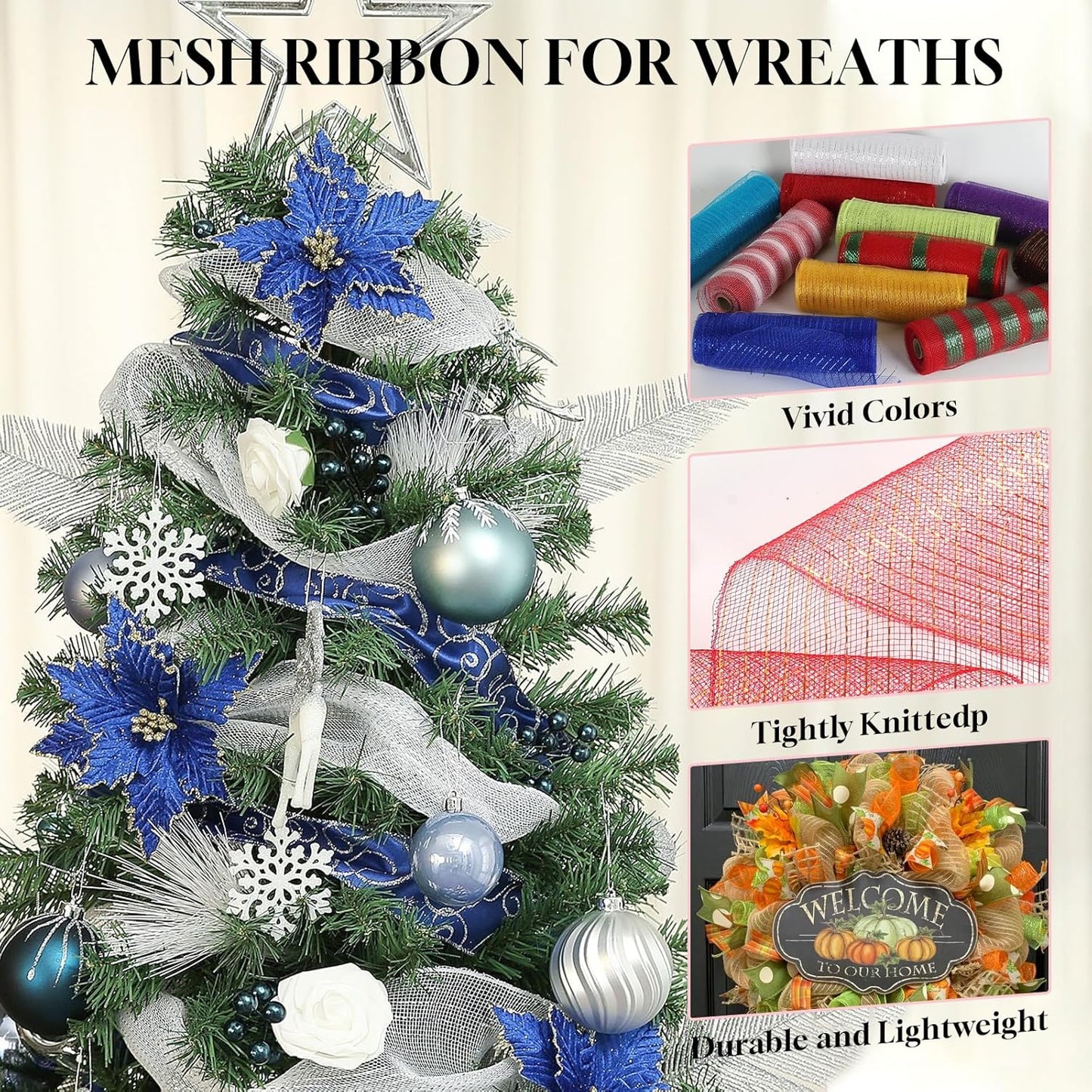 2 Rolls Mesh Ribbon for Wreaths 10 Inch x 30 Foot Wreath Mesh Rolls with Metallic Foil for Easter Christmas Party Wedding Home Decor DIY Craft Projects and Gift Wrapping (Pink)